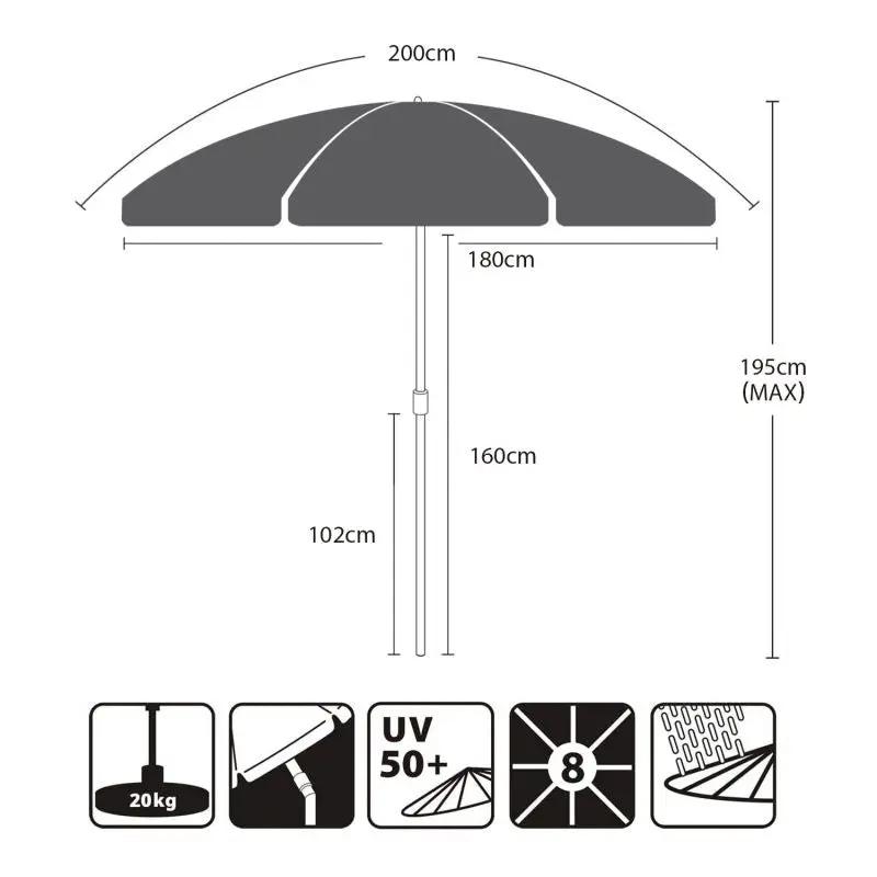 Sekey 200 cm Sonnenschirm mit Schutzhülle, Sonnenschutz UV50+ Sekey