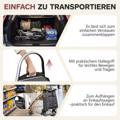 Sekey Einkaufstrolley 3-in-1 klappbar – 50L Einkaufswagen mit Kühlfach, Treppensteiger-Rädern & Sackkarren-Funktion, Aluminium
