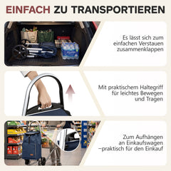Sekey Einkaufstrolley 3-in-1 klappbar – 50L Einkaufswagen mit Kühlfach, großen Rädern & Sackkarren-Funktion, leichtes Aluminium