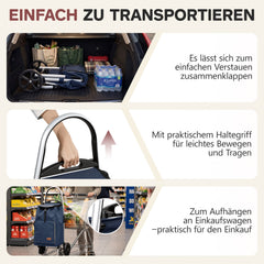 Sekey Einkaufstrolley klappbar 3-in-1 – Einkaufstrolley, Sackkarre & Rucksack mit Aluminiumrahmen, faltbarer Einkaufswagen mit PU-Rädern für Einkauf, Reisen & Alltag