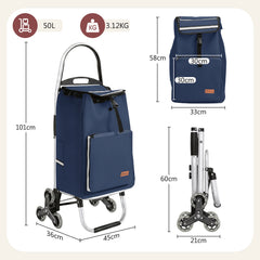 Sekey Einkaufstrolley 3-in-1 klappbar – 50L Einkaufswagen mit Kühlfach, Treppensteiger-Rädern & Sackkarren-Funktion, Aluminium