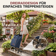 Sekey Einkaufstrolley 3-in-1 klappbar – 50L Einkaufswagen mit Kühlfach, Treppensteiger-Rädern & Sackkarren-Funktion, Aluminium