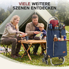Sekey Einkaufstrolley 3-in-1 klappbar – 50L Einkaufswagen mit Kühlfach, Treppensteiger-Rädern & Sackkarren-Funktion, Aluminium