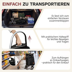Sekey Einkaufstrolley klappbar 3-in-1 – Einkaufstrolley, Sackkarre & Rucksack mit Treppensteiger-Rädern, leichter Aluminiumrahmen, faltbar & stabil für Einkauf, Reisen und Senioren