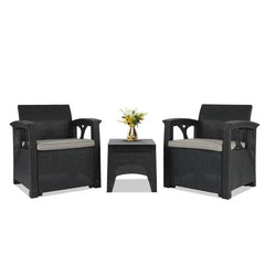 Sekey 3-teilig Gartenmöbel Set, 2 Sessel und Gartentisch Sekey