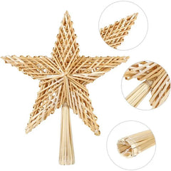 Salcar Christbaumspitze Strohstern Weihnachtsbaum Dekoration für Weihnachten, Tannenbaumspitze für den Christbaum, 25cm Salcar