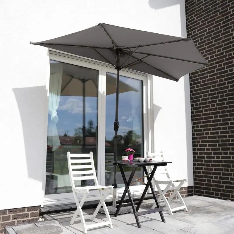 Sekey 270 cm Halbrund Sonnenschirm mit Kurbel, Sonnenschutz UV50+ Sekey