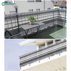 Sekey Balkon Sichtschutz aus 220 g/m² HDPE, Grau-weiß-schwarz gestreif Sekey