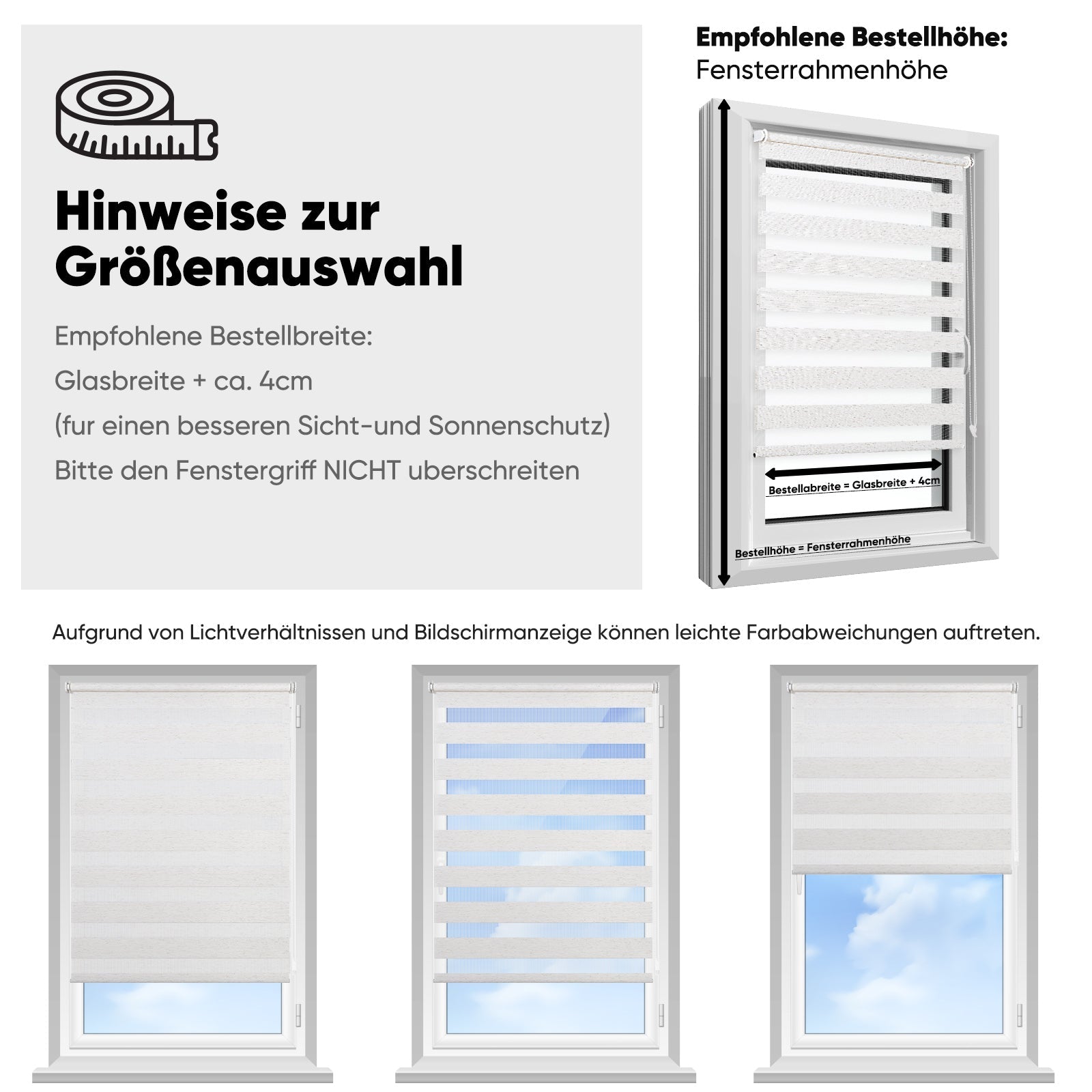 Sekey Stufenlos verstellbares Doppelrollo mit Klemmfix ohne Bohren, lichtdurchlässig & blickdicht, einfache Montage, ideal für Fenster in jedem Raum - Weiß Sekey