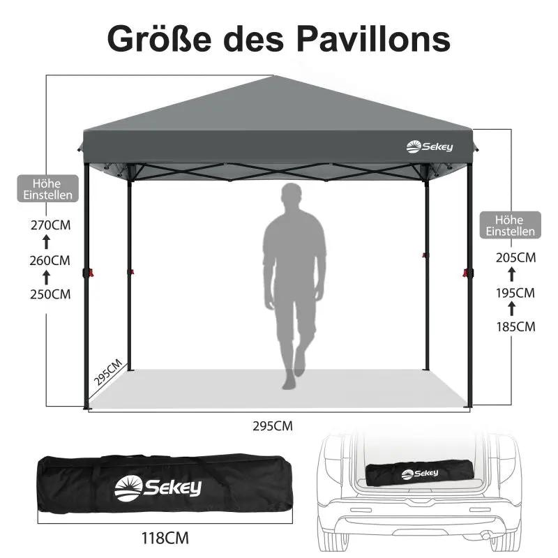 Sekey 300 x 300 cm Faltpavillon mit 4 Sandsäcken und Tragetasche Sekey