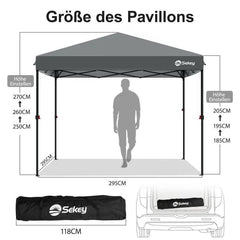 Sekey 300 x 300 cm Faltpavillon mit 4 Sandsäcken und Tragetasche Sekey