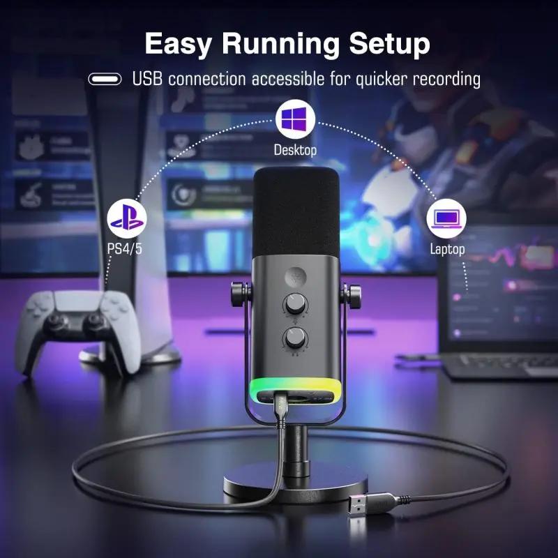 Fifine USB / XLR Dynamisch Mikrofon mit Stummschalttaste und Kopfhörerbuchse, AM8 Sekey