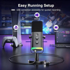 Fifine USB / XLR Dynamisch Mikrofon mit Stummschalttaste und Kopfhörerbuchse, AM8 Sekey