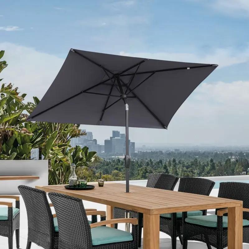 Sekey 210 x 140 cm Alu Sonnenschirm mit Kurbel, Sonnenschutz UV50+ Sekey