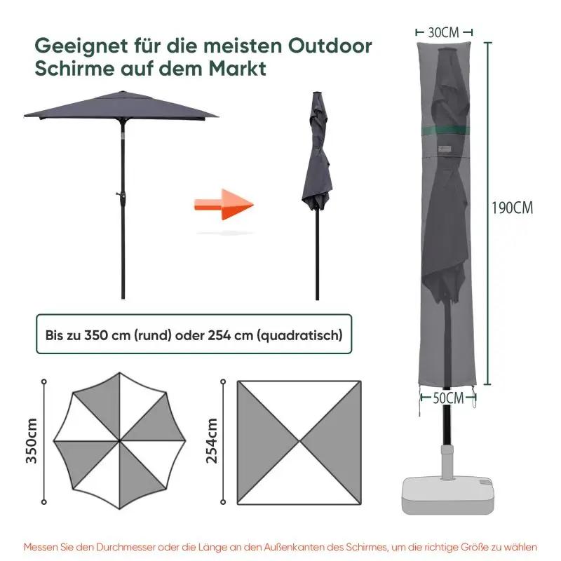 Sekey 190 x 30/50 cm Schutzhülle für 350 cm Sonnenschirm, aus Polyester-Gewebe Sekey