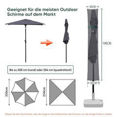 Sekey 190 x 30/50 cm Schutzhülle für 350 cm Sonnenschirm, aus Polyester-Gewebe Sekey