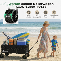 Sekey 300L / 150KG Foldable Handcart, Patented Foldable from Four Directions, with Brakes and Extra Wide Wheels