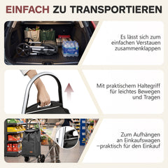 Sekey Einkaufstrolley 3-in-1 klappbar – 50L Einkaufswagen mit Kühlfach, großen Rädern & Sackkarren-Funktion, leichtes Aluminium