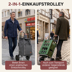Sekey Einkaufstrolley 3-in-1 klappbar – 50L Einkaufswagen mit Kühlfach, großen Rädern & Sackkarren-Funktion, leichtes Aluminium