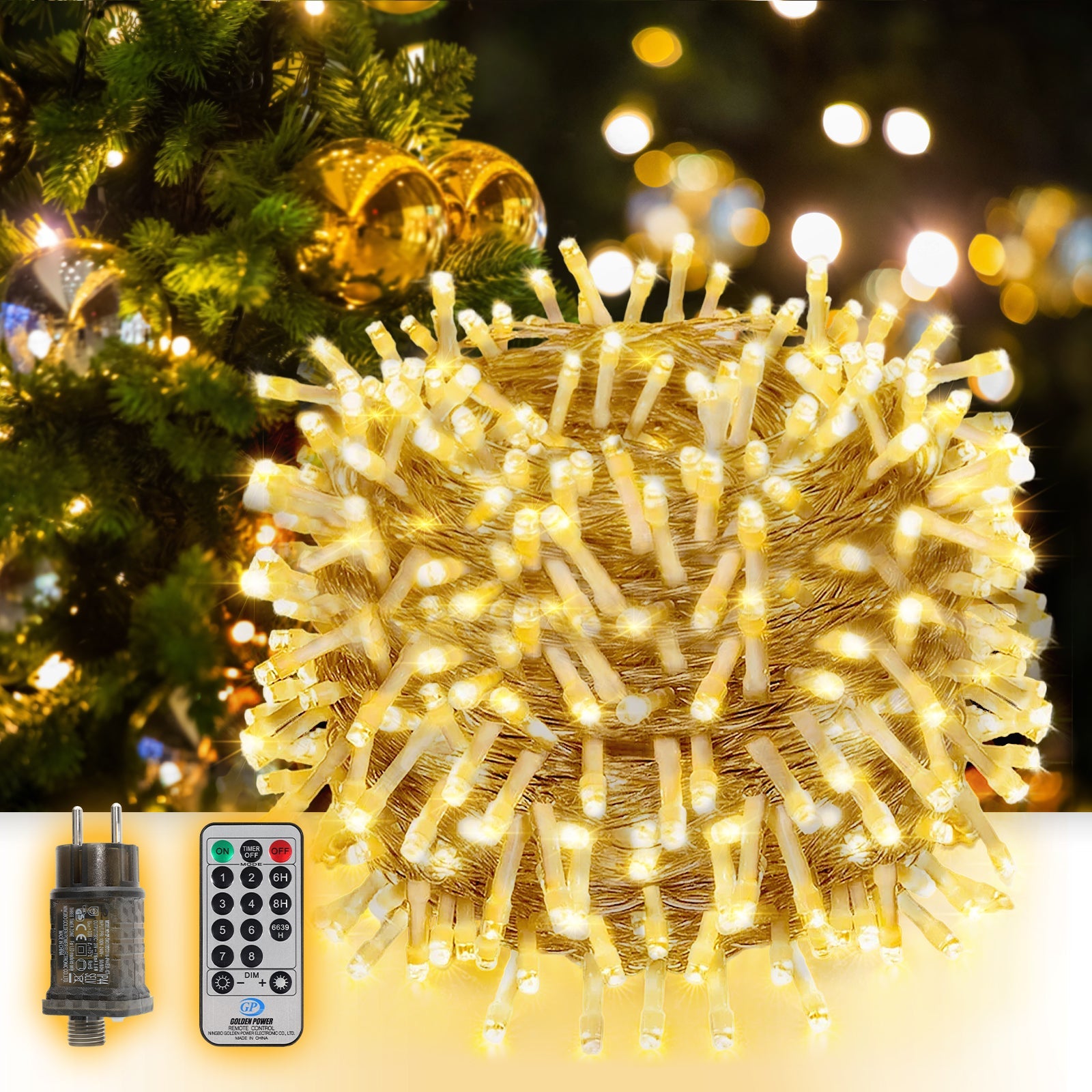 Salcar LED Lichterkette mit 5m/10m/15m/20m Länge – 50–300 LEDs, Fernbedienung, 8 Modi, Timer & IP44 Wasserdicht, für Weihnachtsdeko, Party, Hochzeit, Garten – Warmweiß Salcar
