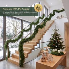 Salcar Künstliche Tannengirlande aus 100 % PE – Naturgetreue Weihnachtsgirlande, extra dicht, 3 m / 5 m