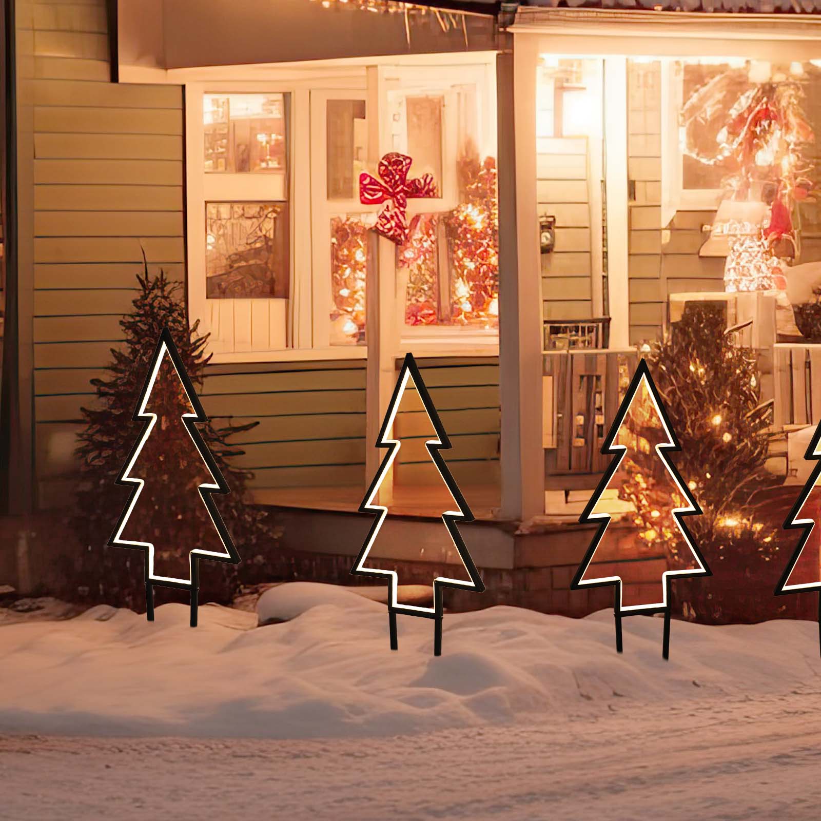 Salcar XXL 3D LED Gartenstecker Tannenbaum – 60 cm Metall-Gartenleuchte mit 100 LEDs, Warmweiß, IP44 Wasserdicht, Erdspieß & Standfuß, Weihnachtsbeleuchtung für Außen Salcar
