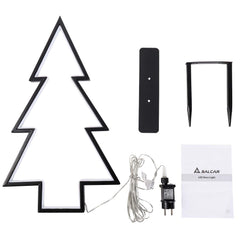 Salcar XXL 3D LED Gartenstecker Tannenbaum – 60 cm Metall-Gartenleuchte mit 100 LEDs, Warmweiß, IP44 Wasserdicht, Erdspieß & Standfuß, Weihnachtsbeleuchtung für Außen Salcar