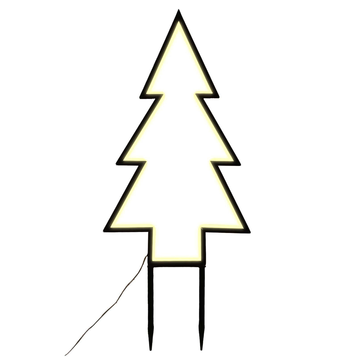 Salcar XXL 3D LED Gartenstecker Tannenbaum – 60 cm Metall-Gartenleuchte mit 100 LEDs, Warmweiß, IP44 Wasserdicht, Erdspieß & Standfuß, Weihnachtsbeleuchtung für Außen Salcar