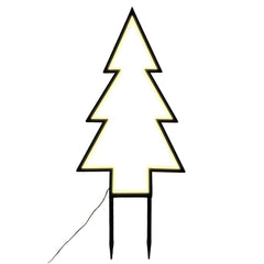 Salcar XXL 3D LED Gartenstecker Tannenbaum – 60 cm Metall-Gartenleuchte mit 100 LEDs, Warmweiß, IP44 Wasserdicht, Erdspieß & Standfuß, Weihnachtsbeleuchtung für Außen Salcar