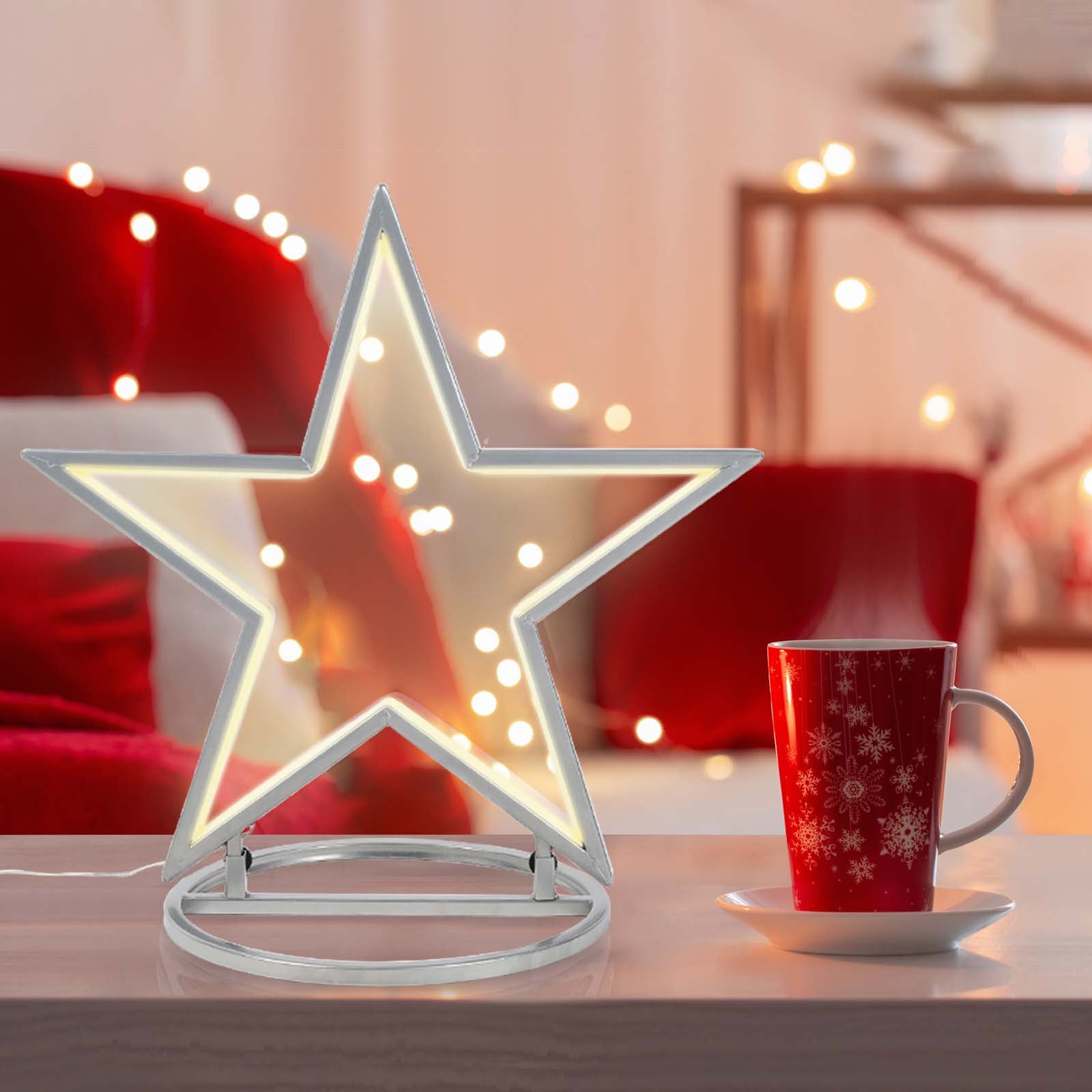 Salcar LED Gartenstecker Stern aus Metall – 50 cm Weihnachtsstern mit 100 LEDs, Warmweiß, IP44 Wasserdicht, Garten Stern Leuchte mit Erdspieß & Standfuß, Für Innen & Außen Salcar