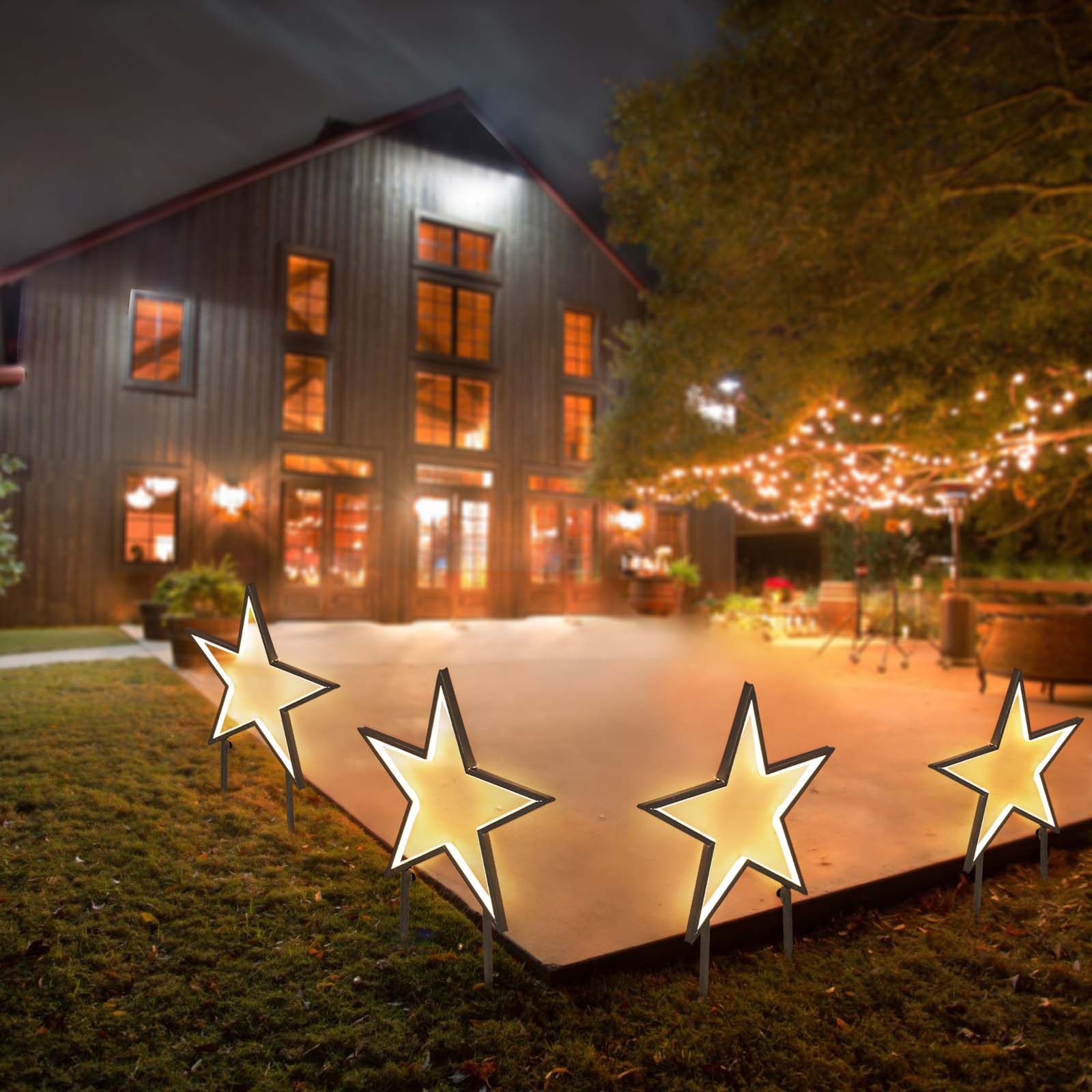 Salcar LED Gartenstecker Stern aus Metall – 50 cm Weihnachtsstern mit 100 LEDs, Warmweiß, IP44 Wasserdicht, Garten Stern Leuchte mit Erdspieß & Standfuß, Für Innen & Außen Salcar