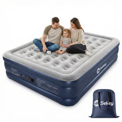 Sekey XXL Luftmatratze selbstaufblasend 2 Personen 203×152×46 cm, Luftbett mit integrierter elektrischer Pumpe, einstellbarer Härtegrad, komfortables Gästebett, schnell aufblasbar