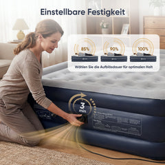 Sekey XXL Luftmatratze selbstaufblasend 2 Personen 203×152×46 cm, Luftbett mit integrierter elektrischer Pumpe, einstellbarer Härtegrad, komfortables Gästebett, schnell aufblasbar