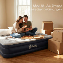 Sekey XXL Luftmatratze selbstaufblasend 2 Personen 203×152×46 cm, Luftbett mit integrierter elektrischer Pumpe, einstellbarer Härtegrad, komfortables Gästebett, schnell aufblasbar