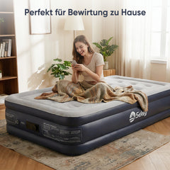 Sekey XXL Luftmatratze selbstaufblasend 1 Person 203×102×40 cm, extra hohes Luftbett Einzelbett mit integrierter elektrischer Pumpe, beflockte Oberfläche, schnell aufblasbar & platzsparend