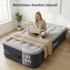 Sekey XXL Luftmatratze selbstaufblasend 1 Person 203×102×40 cm, extra hohes Luftbett Einzelbett mit integrierter elektrischer Pumpe, beflockte Oberfläche, schnell aufblasbar & platzsparend