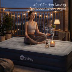 Sekey XXL Luftmatratze selbstaufblasend 1 Person 203×102×40 cm, extra hohes Luftbett Einzelbett mit integrierter elektrischer Pumpe, beflockte Oberfläche, schnell aufblasbar & platzsparend