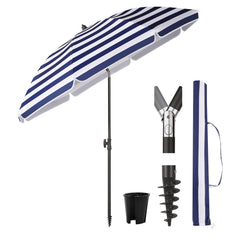 Sekey ∅ 160 cm beach umbrella with protective cover and ground sleeve, sun protection UV50+