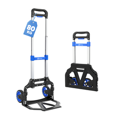 Sekey Klappbare Sackkarre Ultraleicht (3,5 kg), 80 kg Tragkraft, 3-stufig höhenverstellbar, Aluminium Transportkarre mit TPR-Rädern & ergonomischem Griff