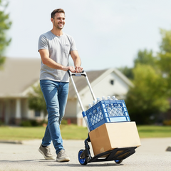 Sekey Klappbare Sackkarre Ultraleicht (3,5 kg), 80 kg Tragkraft, 3-stufig höhenverstellbar, Aluminium Transportkarre mit TPR-Rädern & ergonomischem Griff