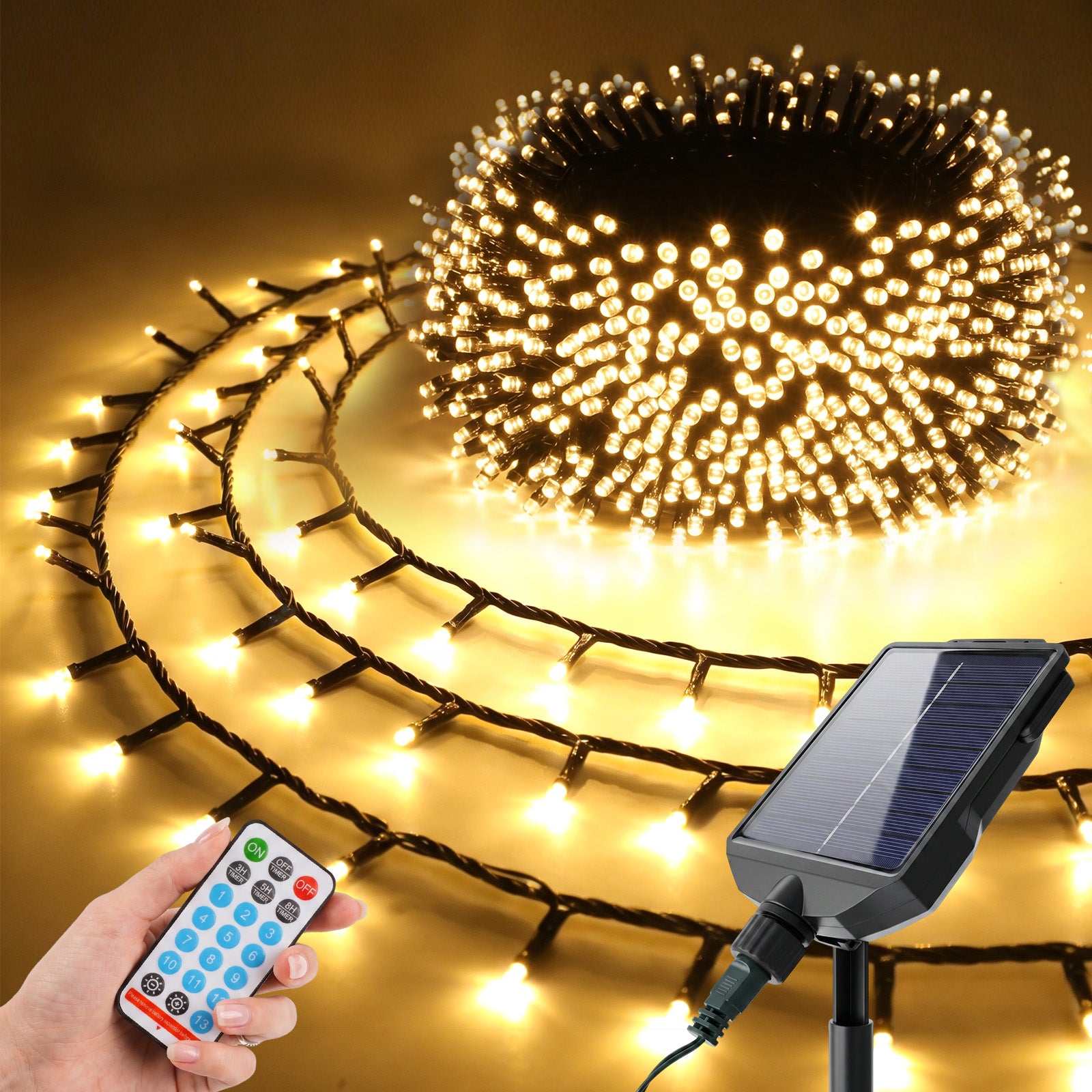 Salcar Solar Cluster Lichterkette Außen mit warmweißem LED Licht für Garten und Terrasse