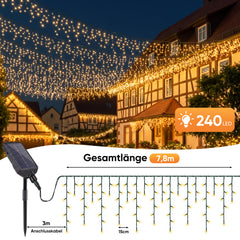 Salcar Solar Eisregen Lichterkette mit 240 LEDs und 7,8 m Länge