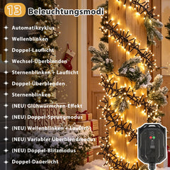 Salcar Solar LED Lichterkette mit 13 Lichtmodi und Helligkeitseinstellung