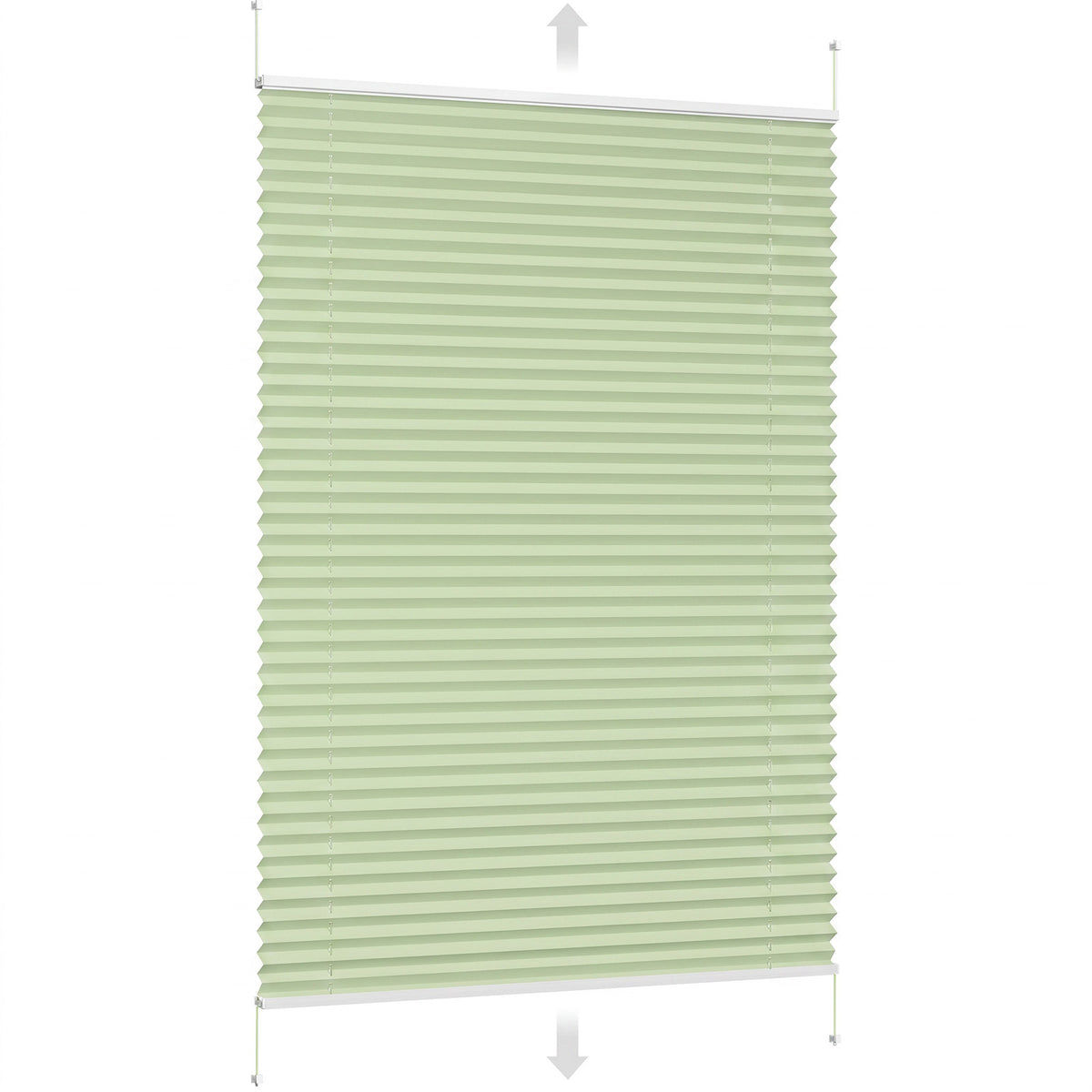 Sekey Plissee ohne Bohren in Grün mit Klemmfix-Halterung für Fenster und Türen, blickdicht und lichtschützend.