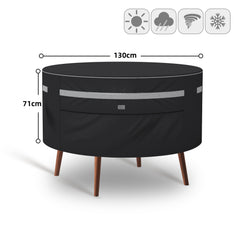 Maße der Sekey Gartenmöbel Schutzhülle Ø130 × 71 cm für runde Outdoor-Möbel