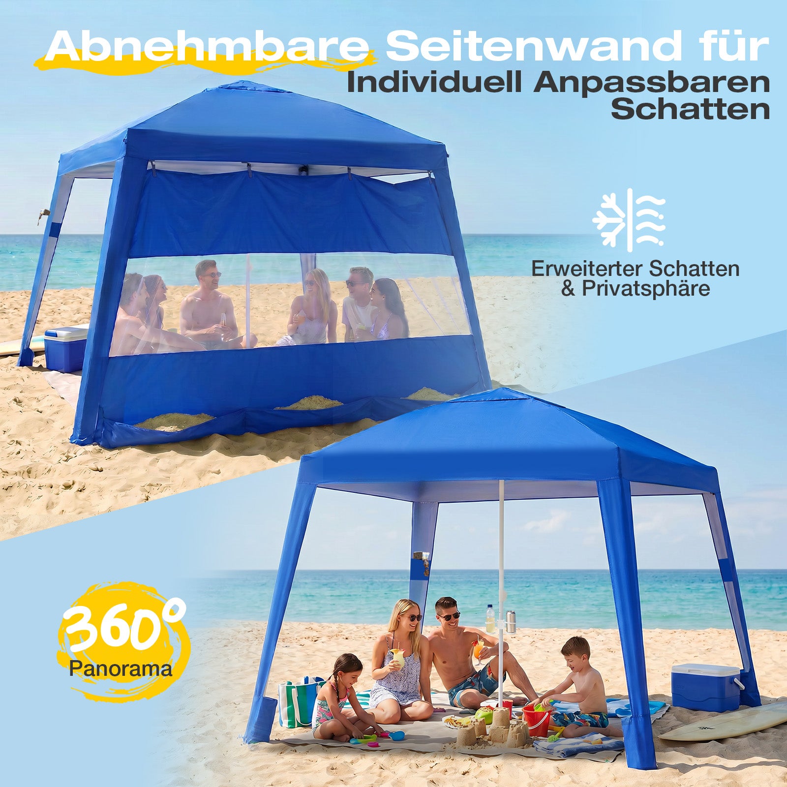 Sekey Strandmuschel mit Seitenvorhang für zusätzlichen Schatten und mehr Privatsphäre