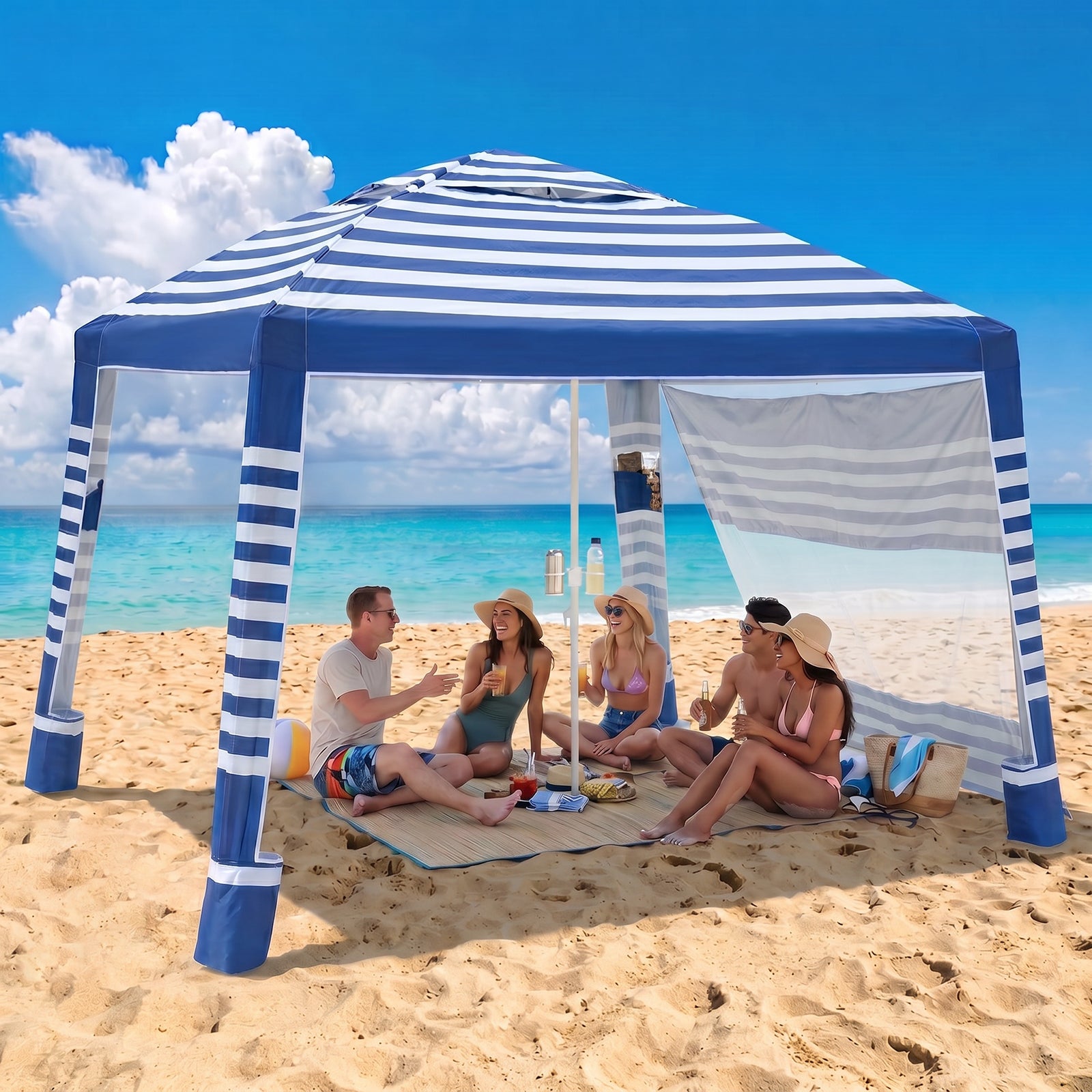 Sekey Strandmuschel am Strand mit großem Sonnenschutz für entspannte Outdoor Tage