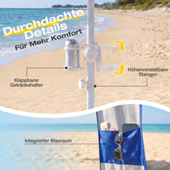 Sekey Strandmuschel Zubehör mit Sandsäcken Schraubheringen Sandschaufeln und Verlängerungsstangen
