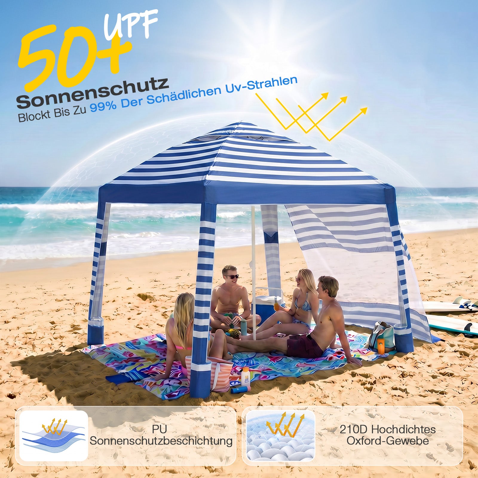 Sekey Strandzelt mit UPF50+ UV Schutz gegen starke Sonneneinstrahlung