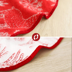 Salcar Weihnachtsbaumdecke Rot Weiß mit Rentier & Schneeflocken – Beidseitiger Weihnachtsbaumrock aus weichem Fleece